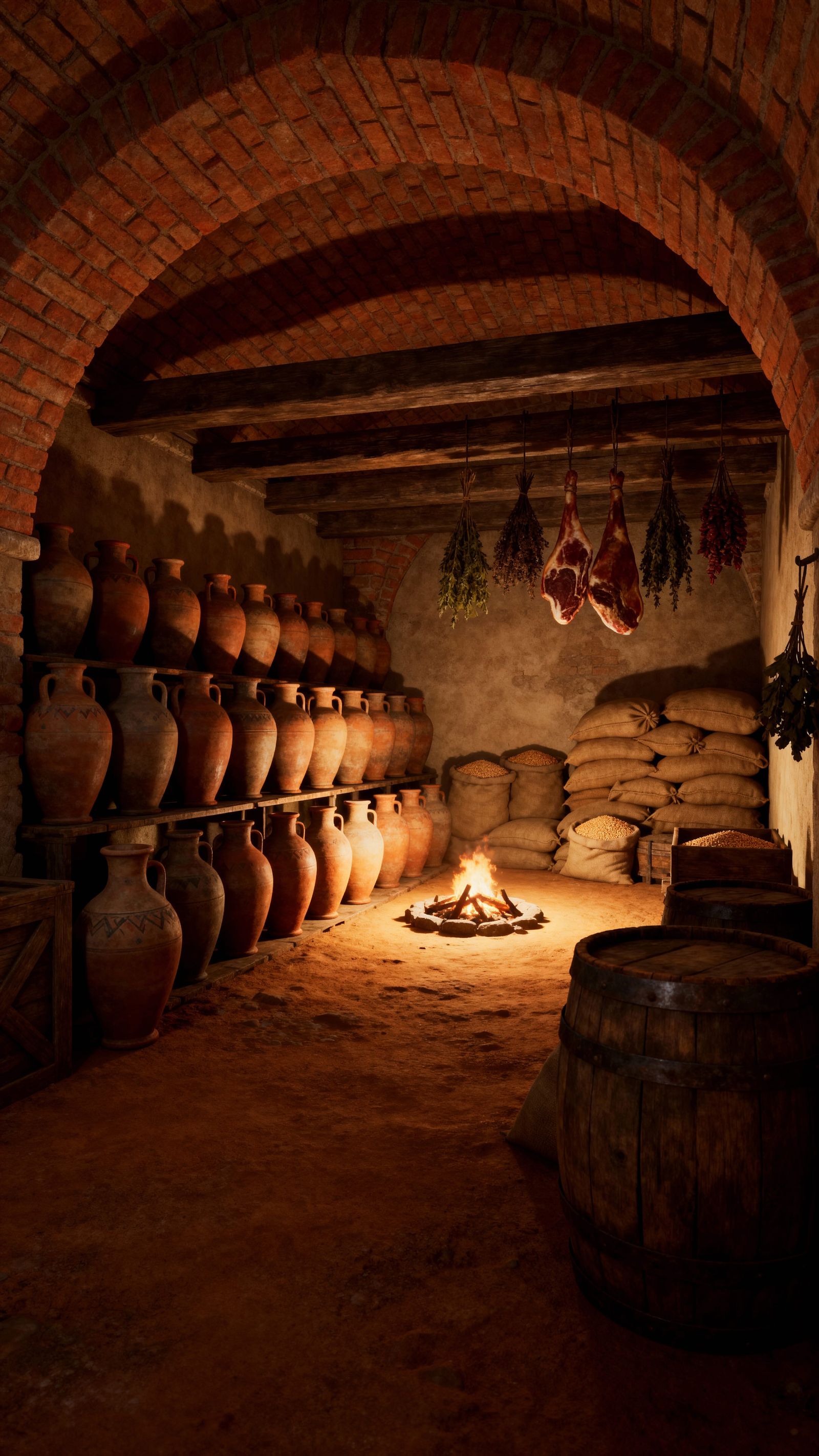 Fortress Cellar with Sassanid Pottery and Rustic Atmosphere