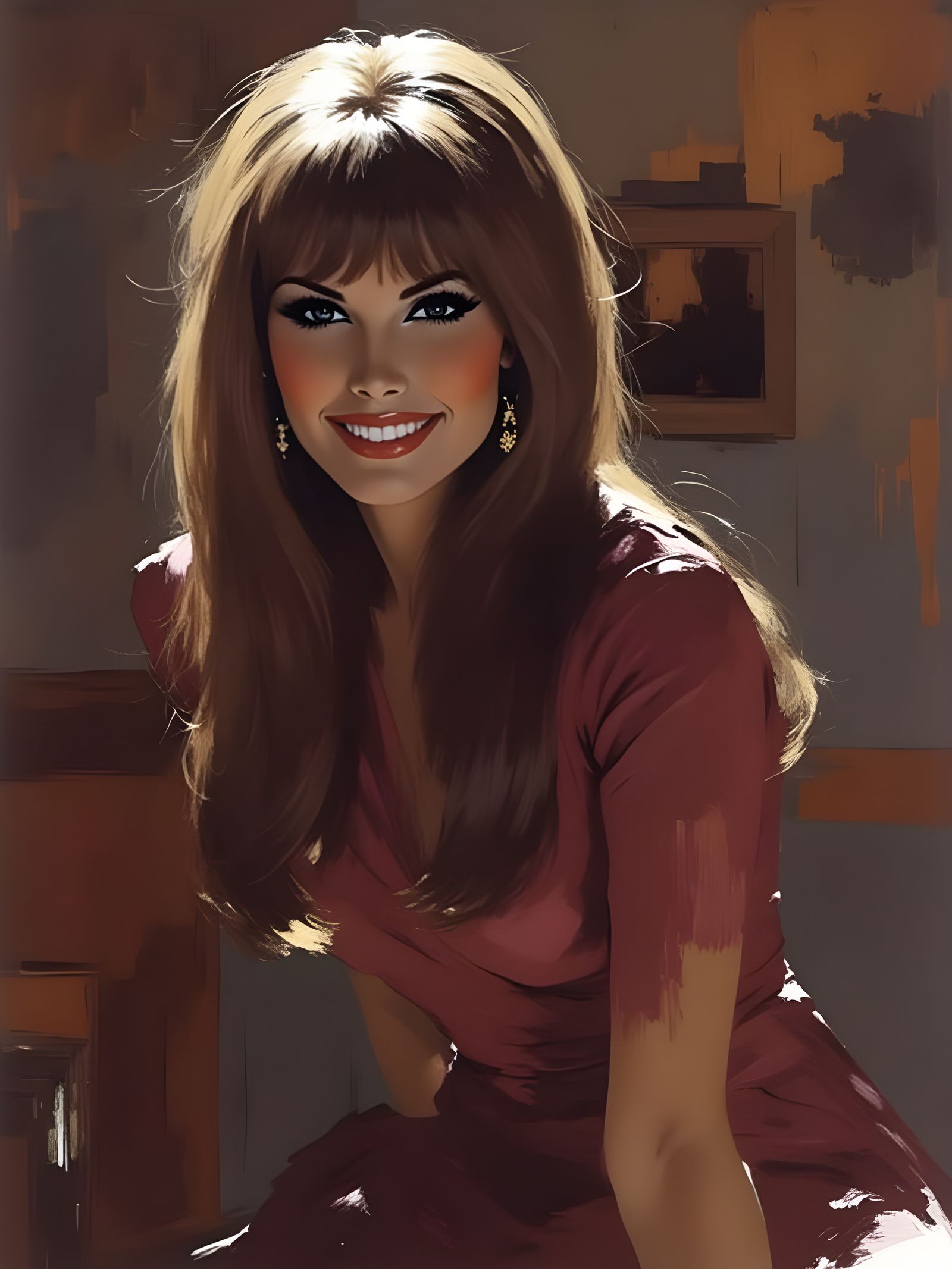 Raquel Welch 1960s Portrait in Modern Art Style