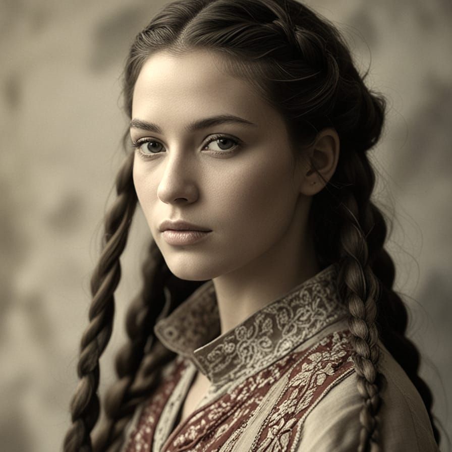 Serene Young Woman in Traditional Attire