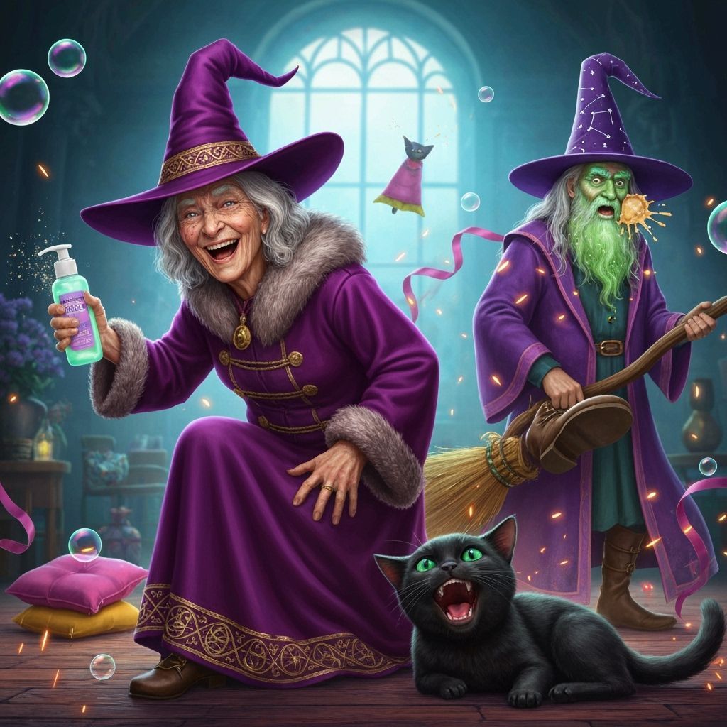 Mischievous Witch Pranks Wizard with Face Paint