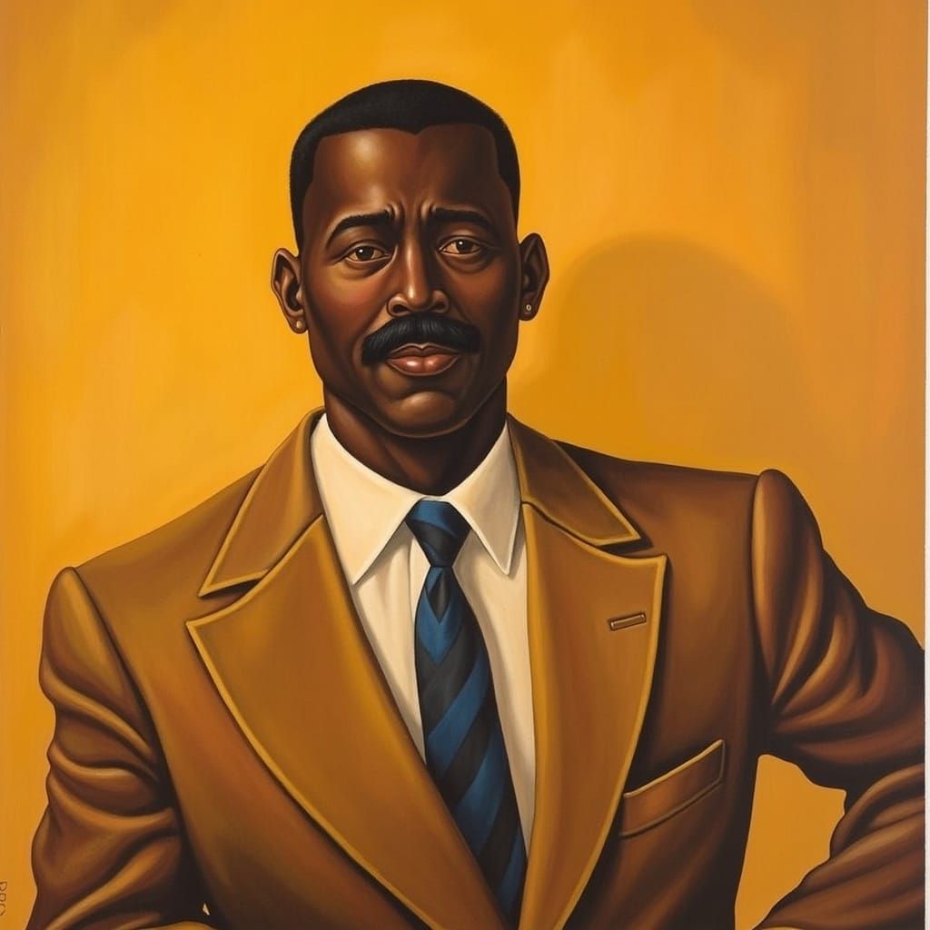 Elegant Portrait of a Black Man in Wiley Style