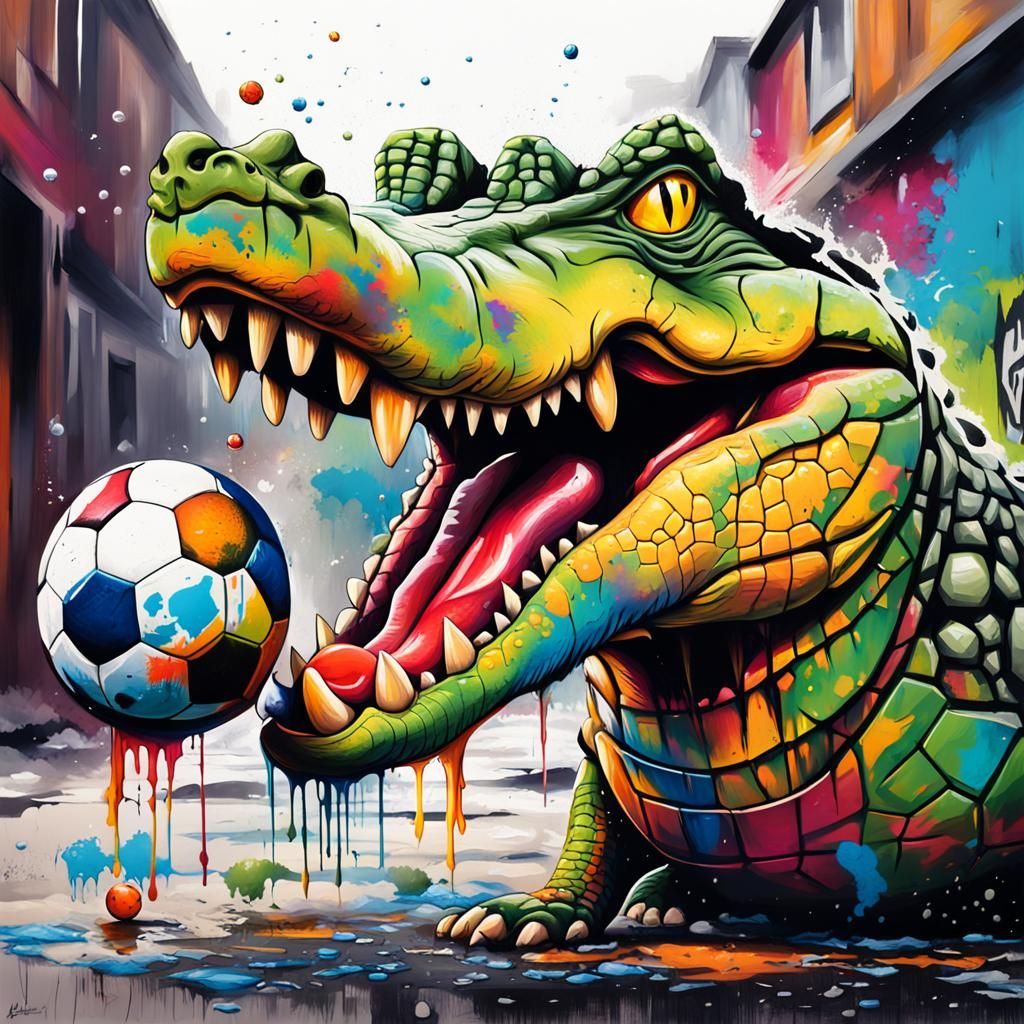Crocodile Plays Soccer: Graffiti Art Explosion