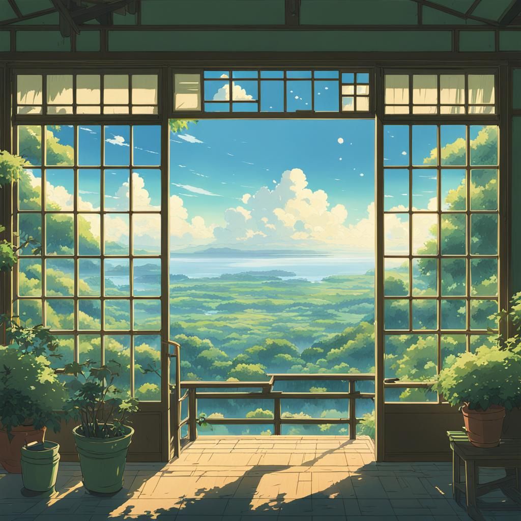 Peaceful Morning in Studio Ghibli Anime Style