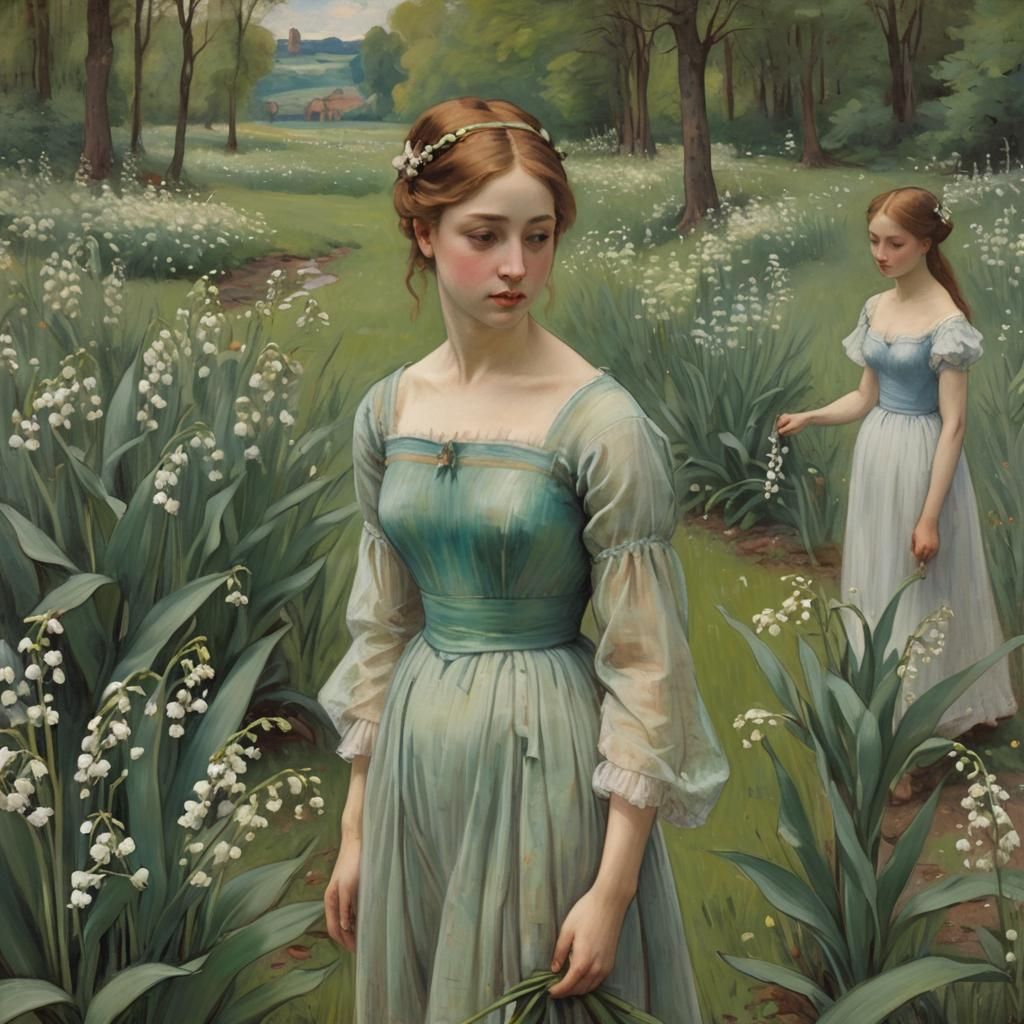 Goddess in Lily of the Valley: Oil Painting