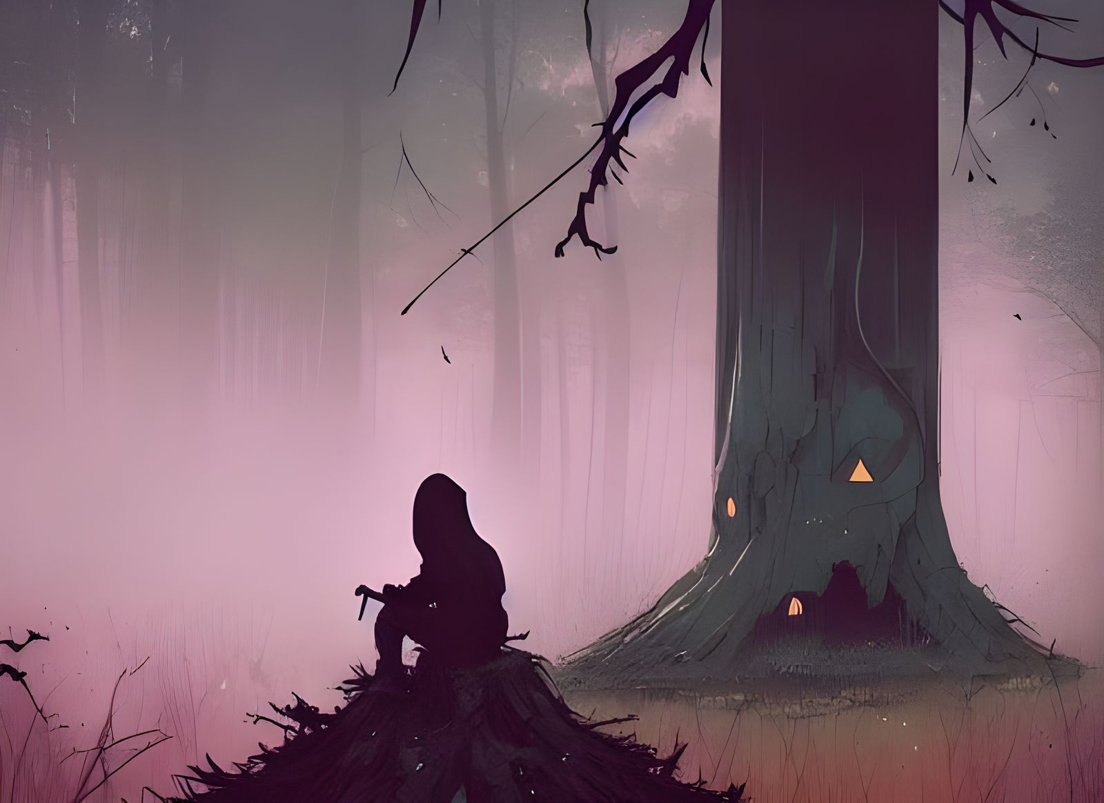 Lonely Ghost in Spooky Halloween Forest