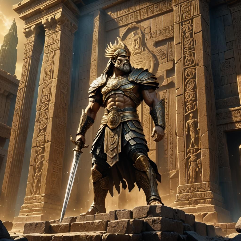 Gilgamesh in Ancient Temple Ruins