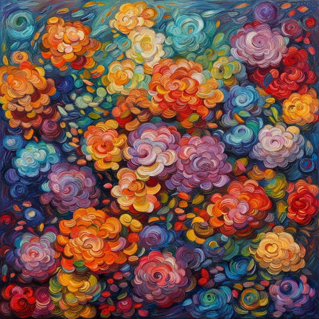 COVID Viruses in Neo-Impressionist Impasto Oil Painting