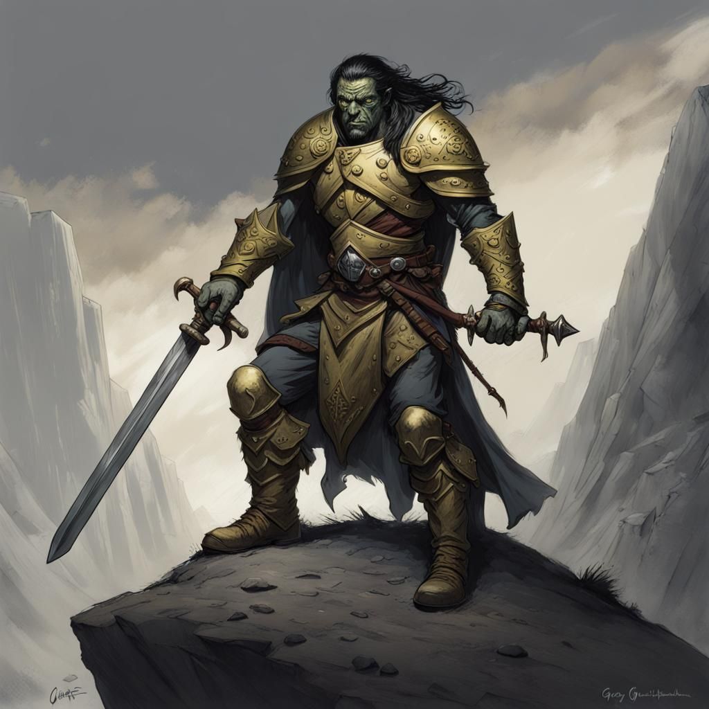 Crying Orc Paladin with Holy Sword