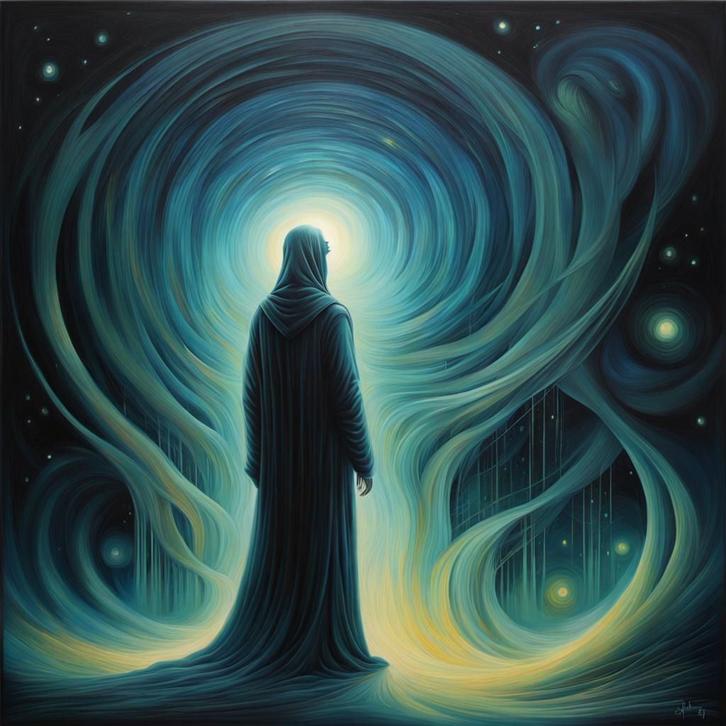 Ethereal Dimensional Drifter in Dark Fantasy Style