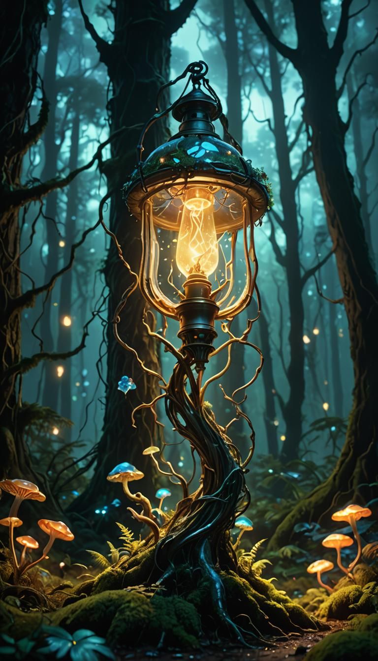 Mystical Forest Lamp Radiates Bioluminescent Energy