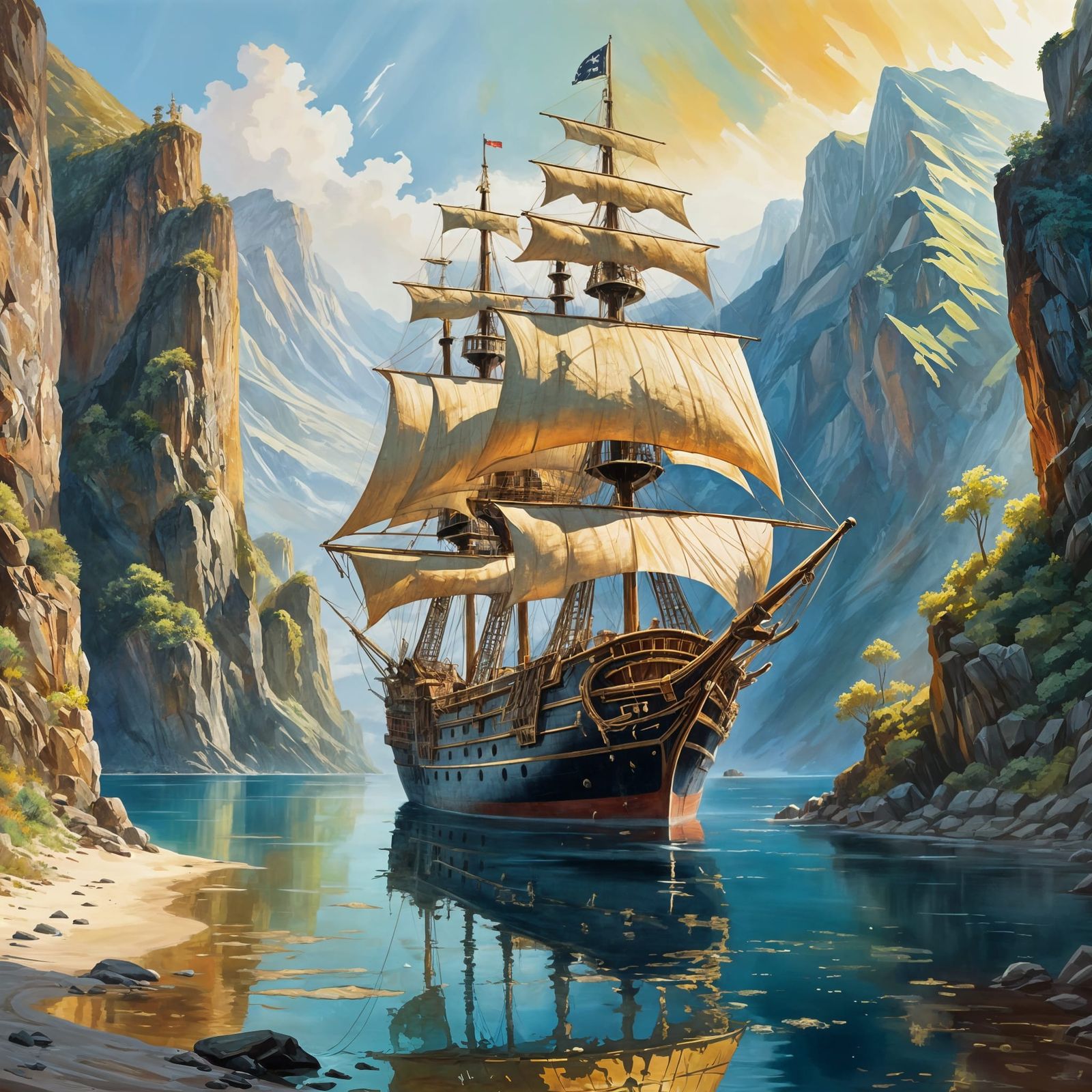 Pirate Ship in a Cove