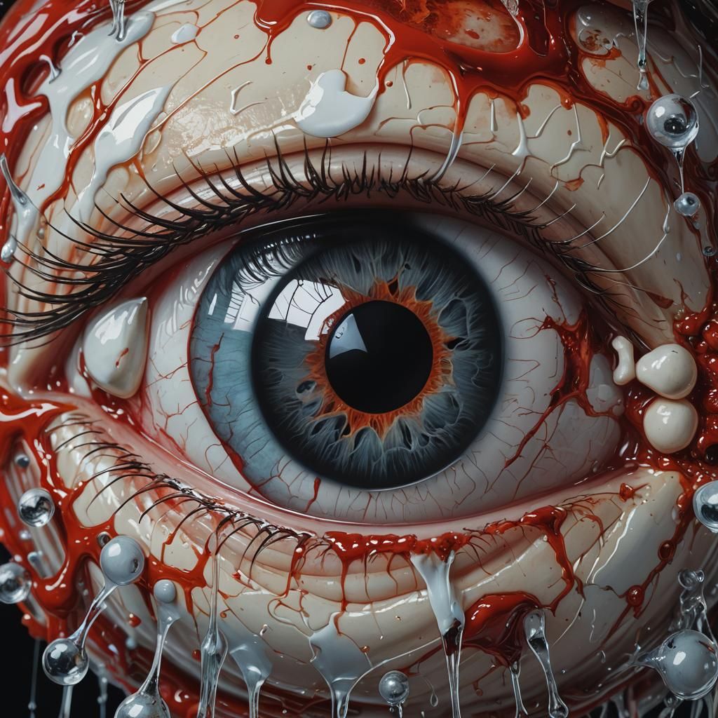 Screaming Skull Reflected in Hyperrealistic Eyeball