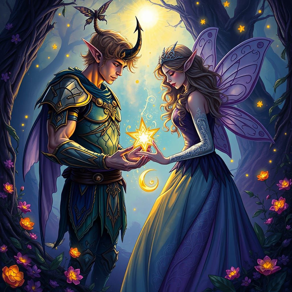Elf Warrior's Starlight Gift to Fairy Queen