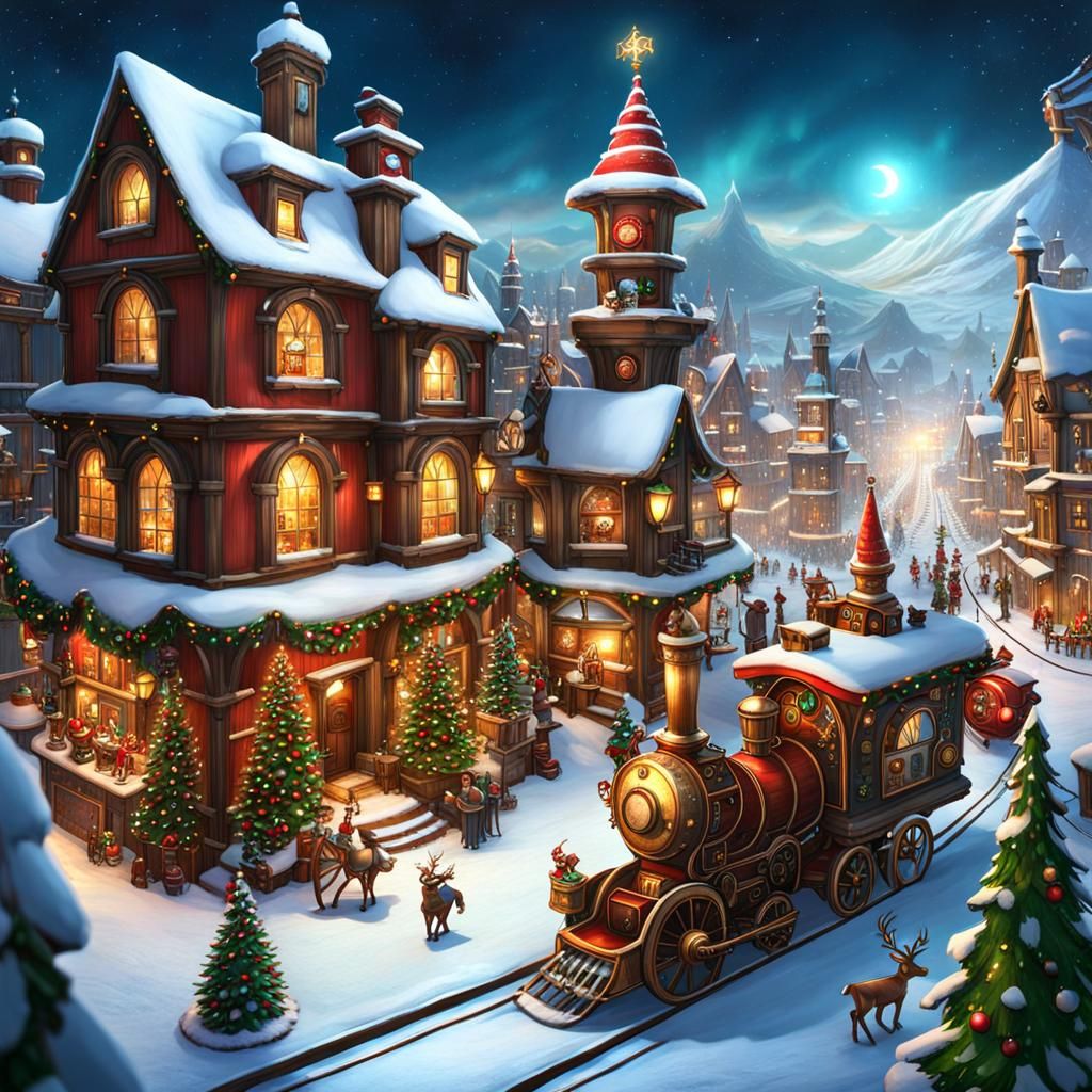 Steampunk Christmas Town Aerial View