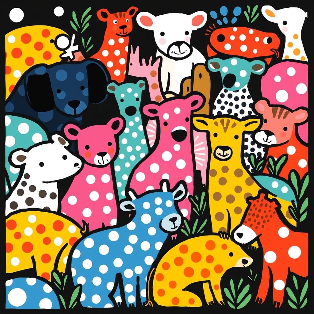Polka Dot Zoo Animals in Playful Style