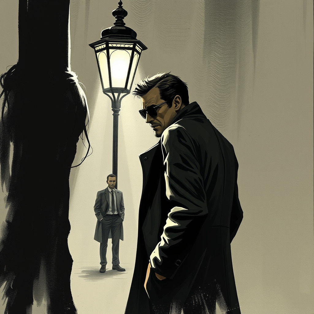 Sinister Shadowy Spy in Trench Coat