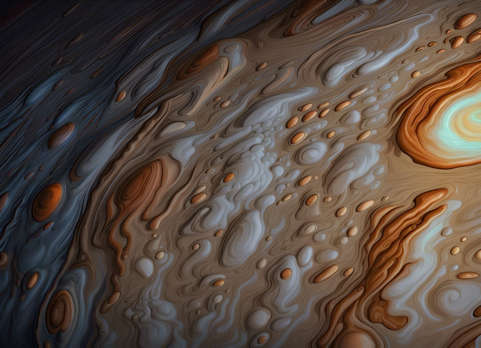Jupiter's Storms in Hyperrealistic Style