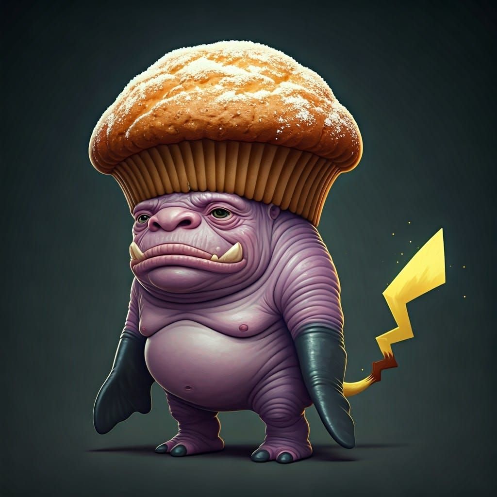 Whimsical Danish Ogre with Lavender Hues and Whale Flippers