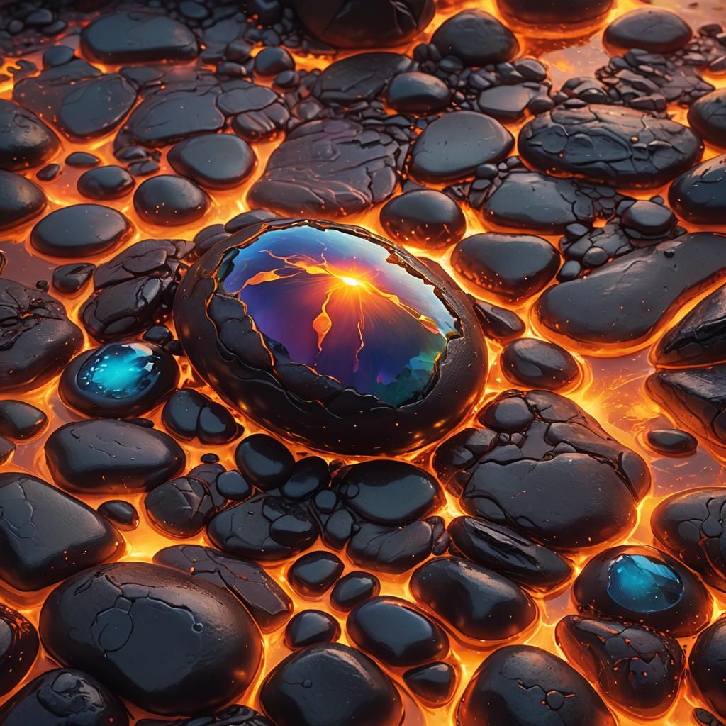 Iridescent Pebble from Pele's Realm: Fantasy Art