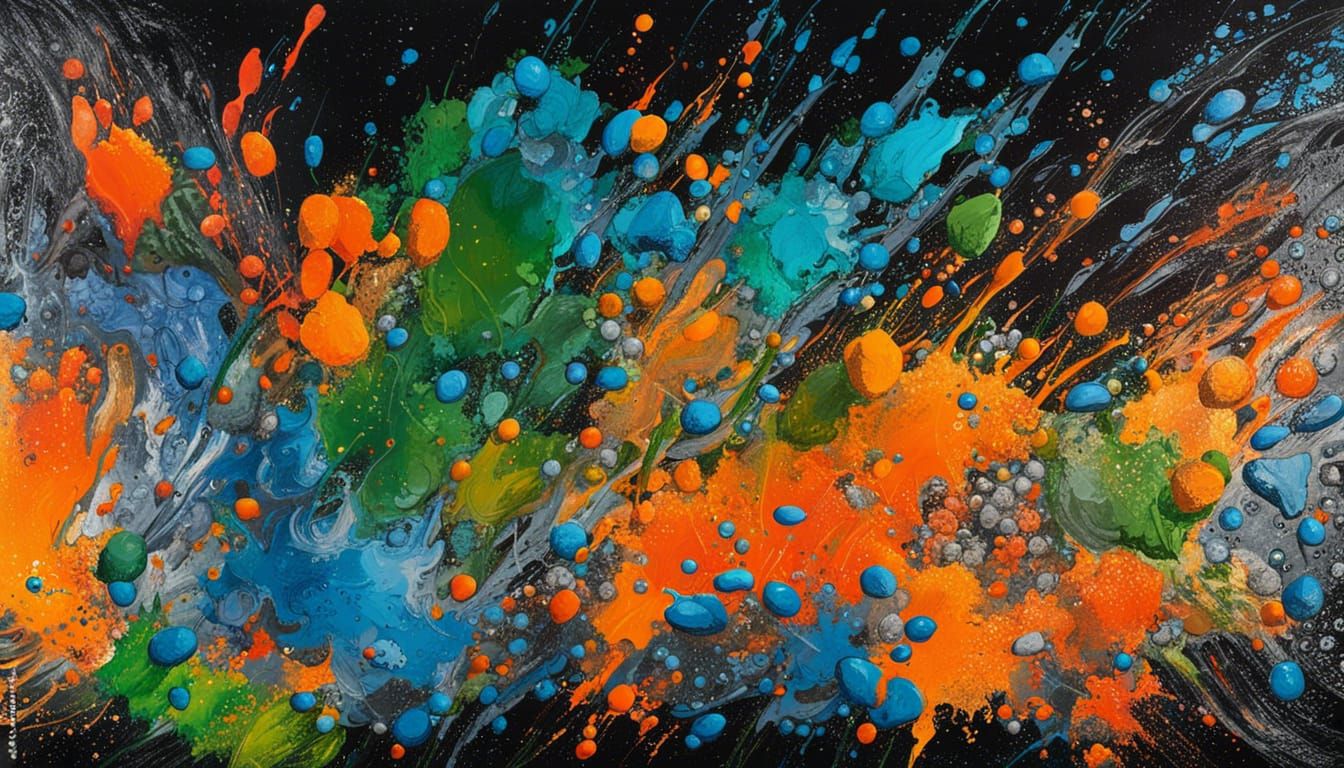 Colorful Splash Painting in Neo-Impressionist Style