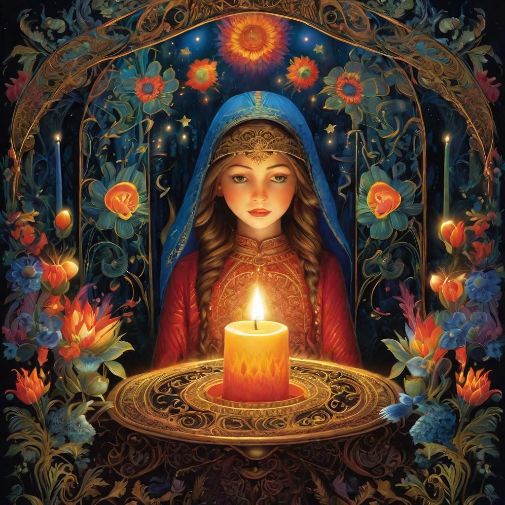 Candle in Darkness: Vivid Storybook Illustration