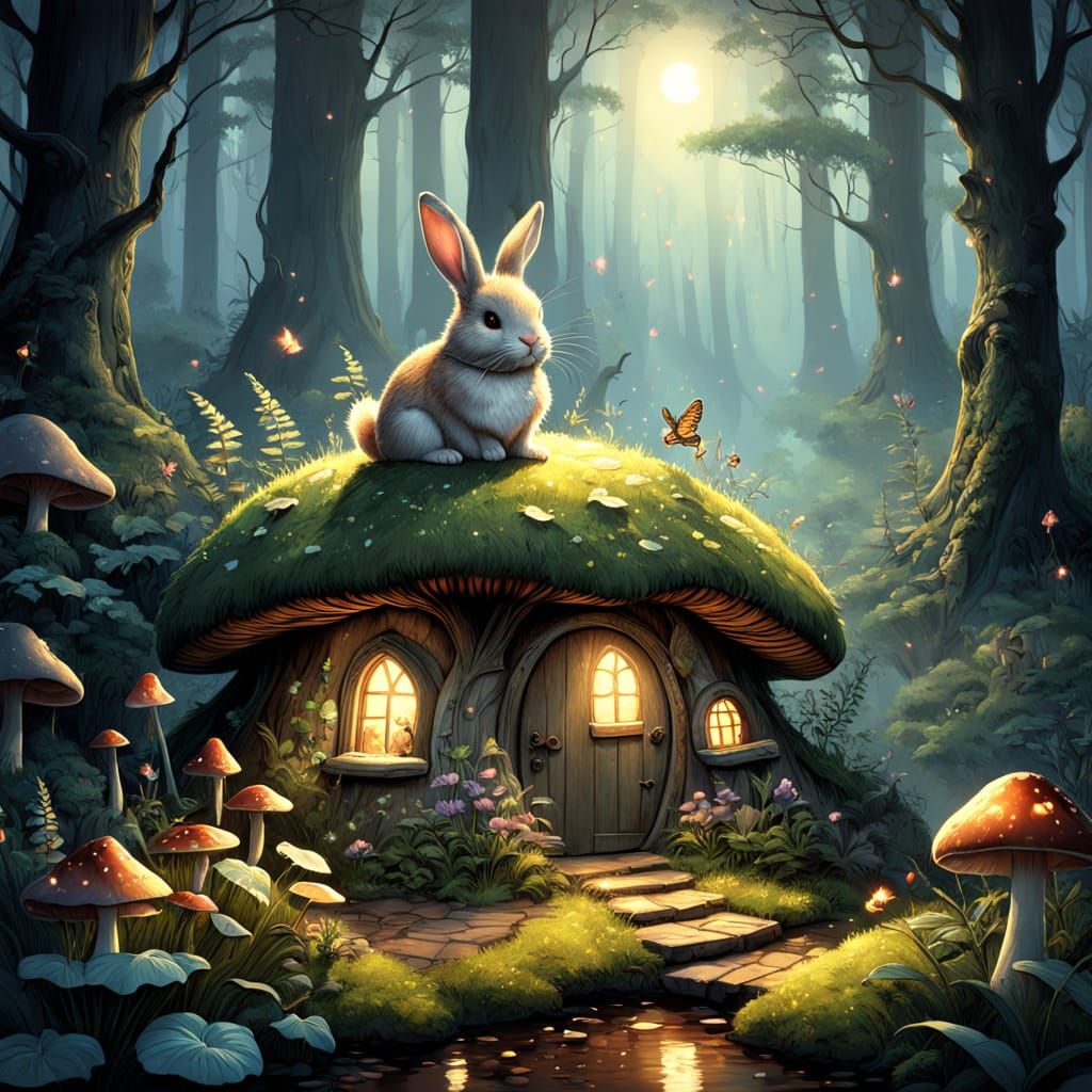 Whimsical Fantasy Illustration in Cottagecore Style