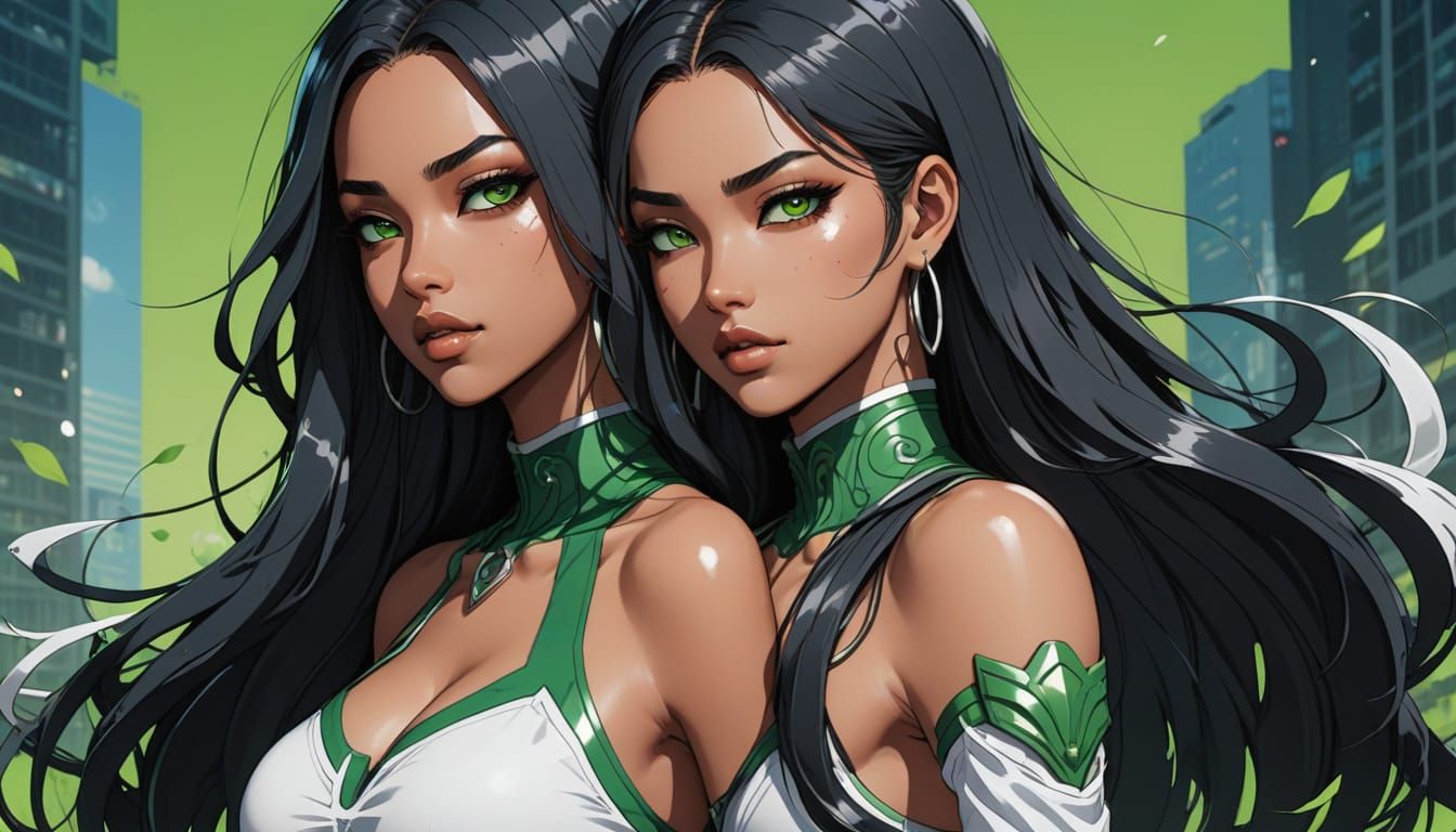 Dominican Anime Woman in Dynamic Pose