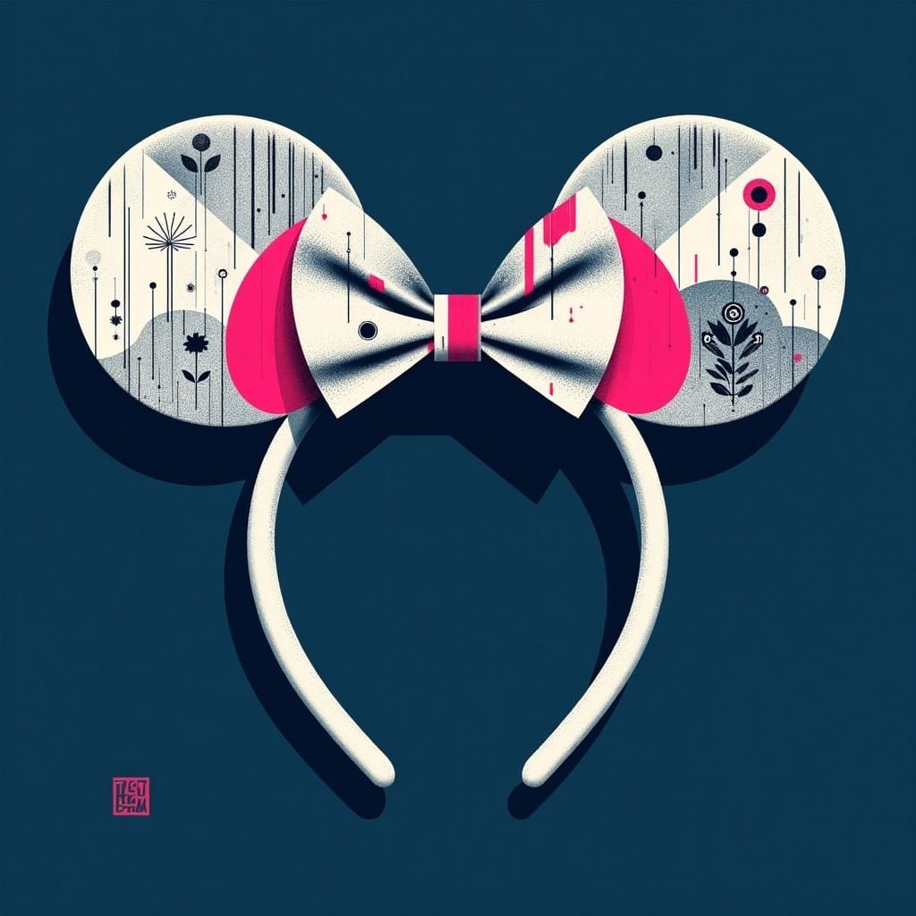 Metallic Mouse Ears in Minimalist Geometric Style
