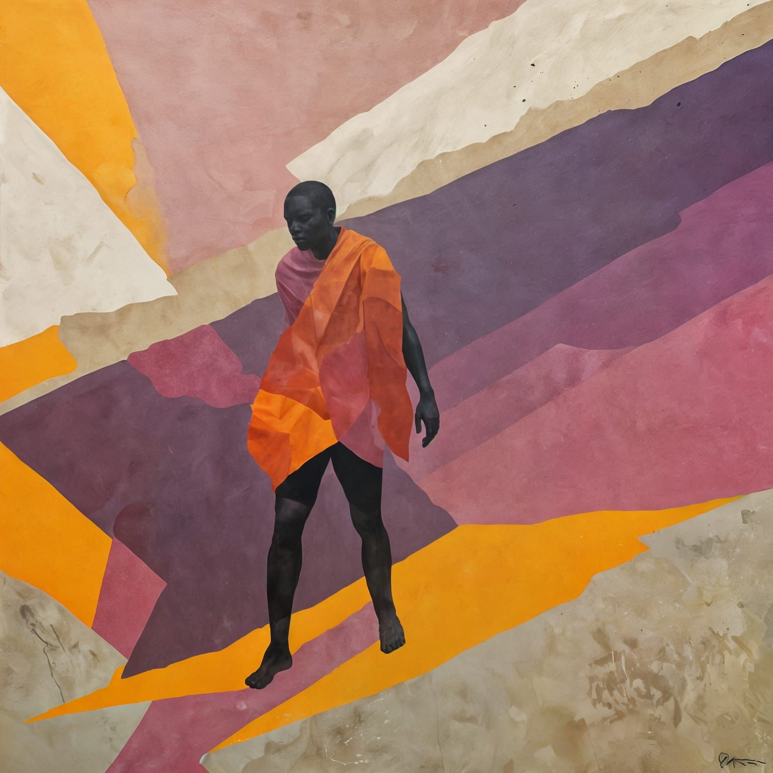 Figure Disintegrates into Abstract Landscape