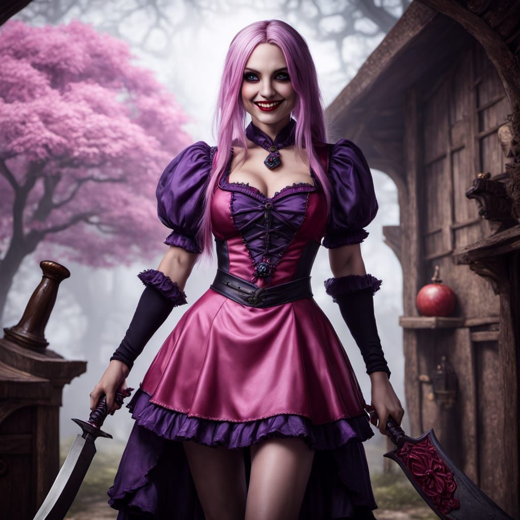 Drow Alice with Butcher Knife in Wonderland