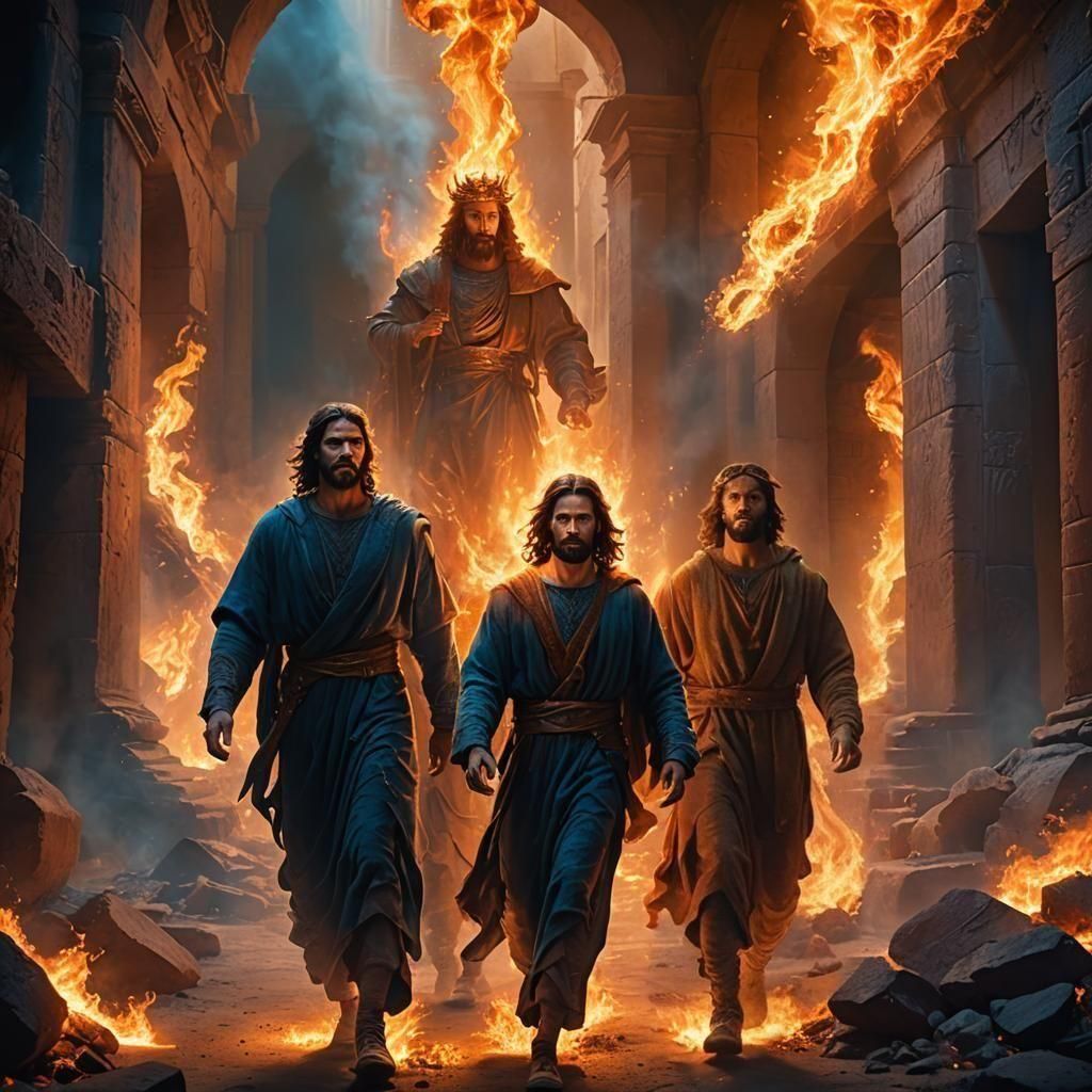 Babylonian Furnace Scene: Detailed Matte Painting