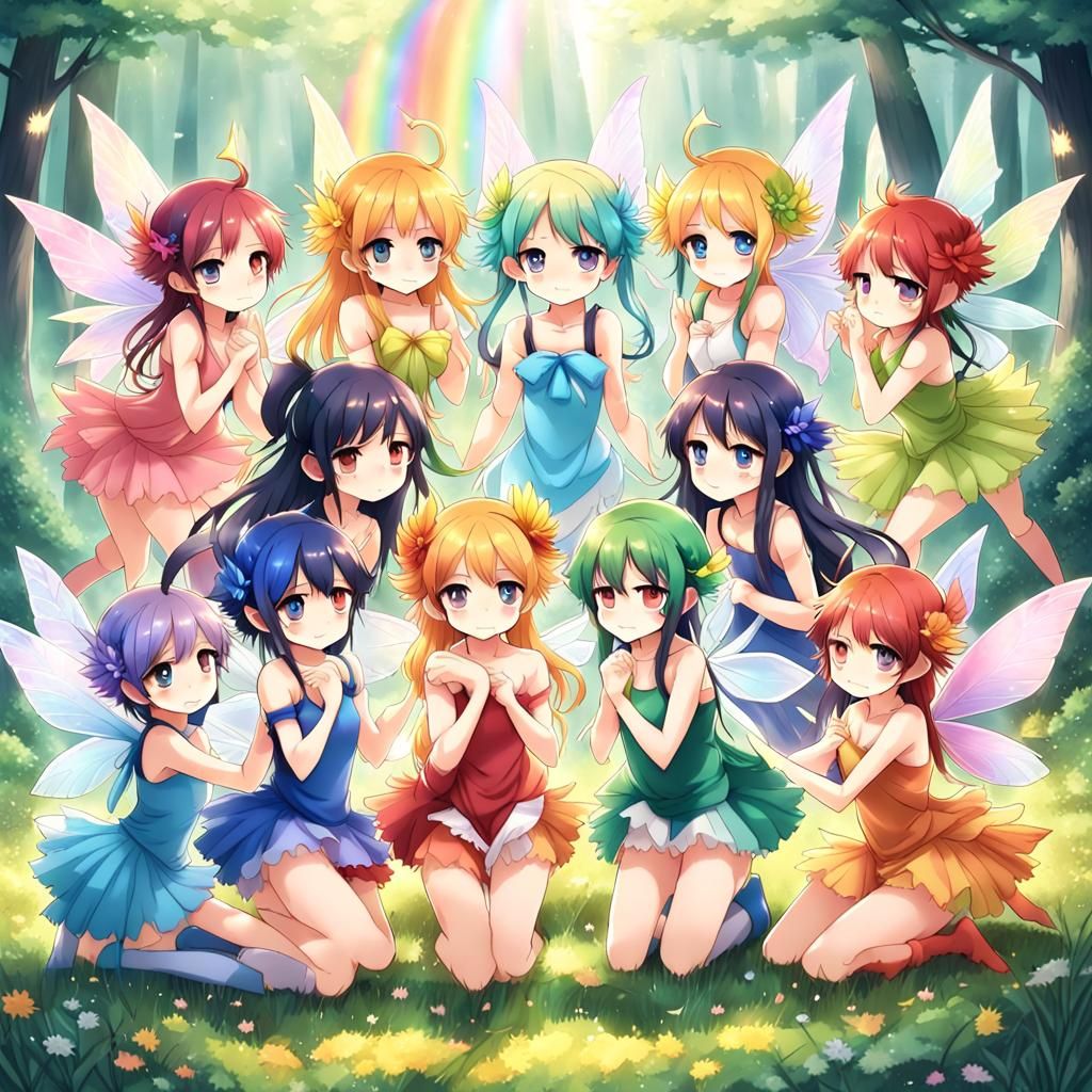 Rainbow Fairies in Anime Style
