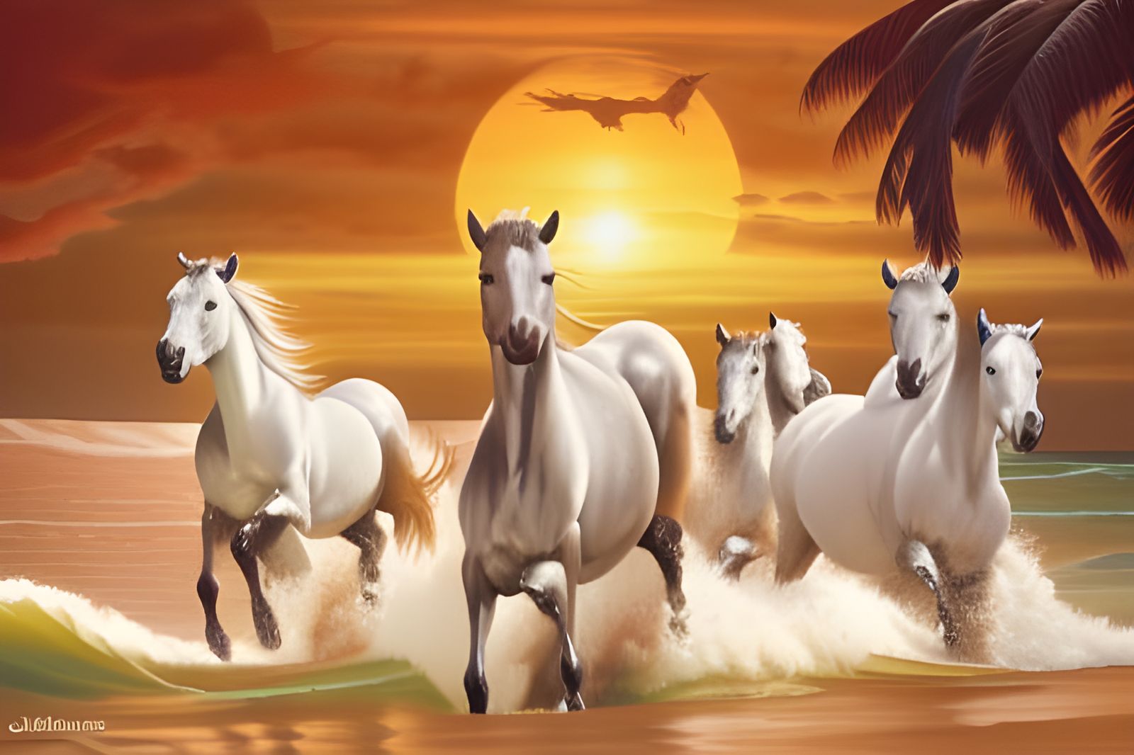 A Dream of White Horses, Surf, Sand and Sunset - 3084