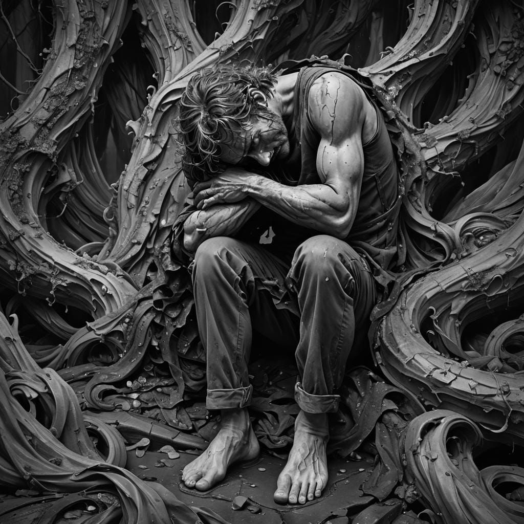 Evocative Digital Painting of a Lonely Person