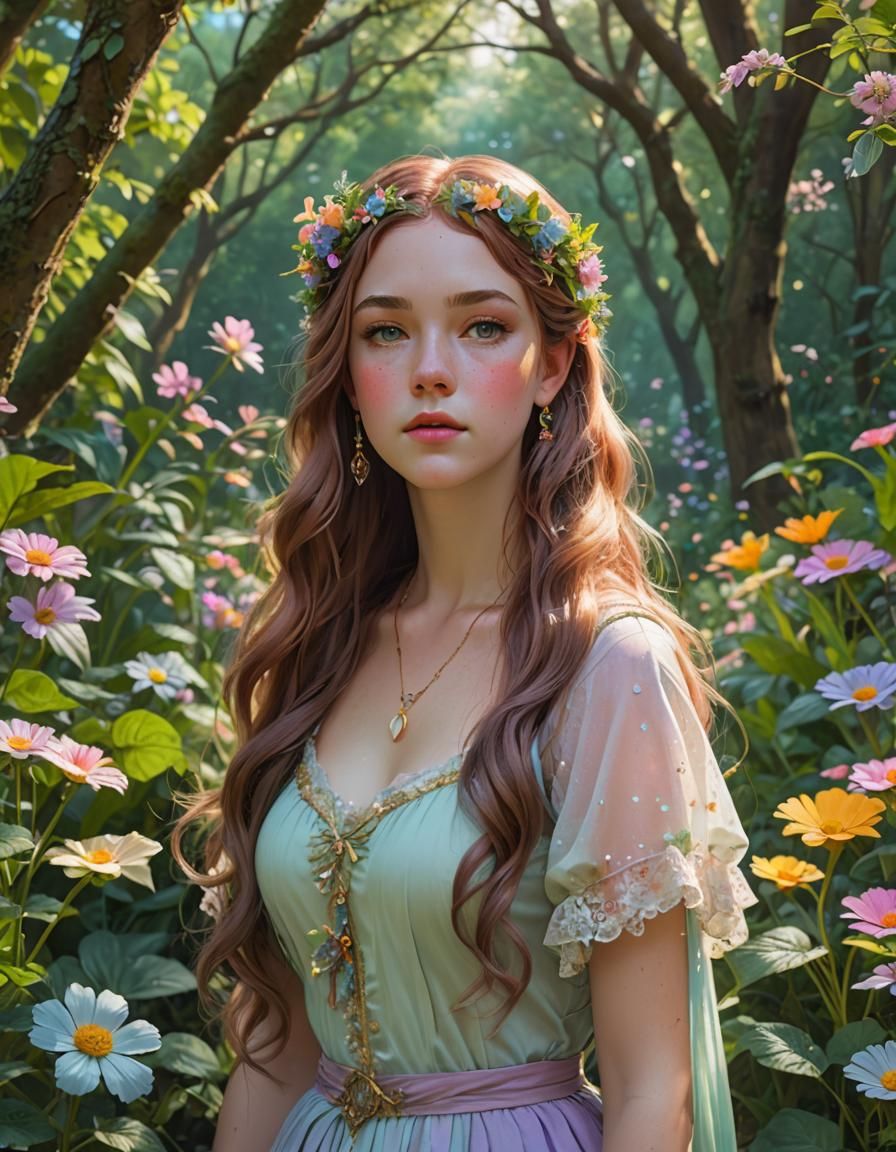 Pastel Princess in Whimsical Fairycore Garden