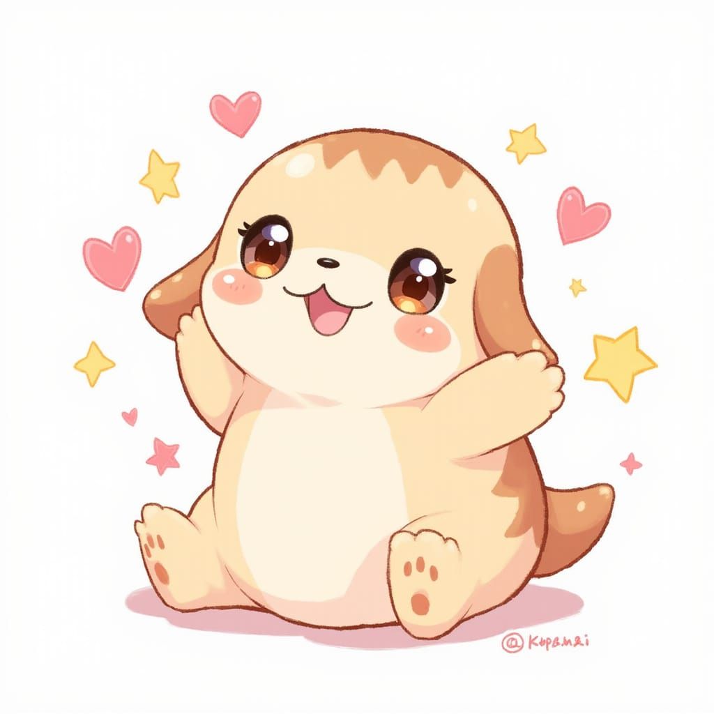 Whimsical Chibi Character in Pastel Paradise