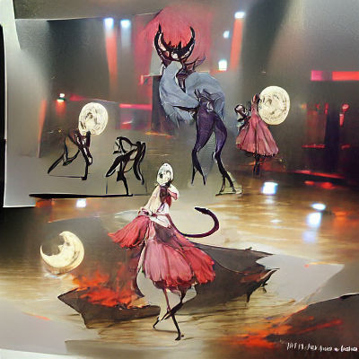 Ethereal Dance Under Pale Moonlight: Concept Art