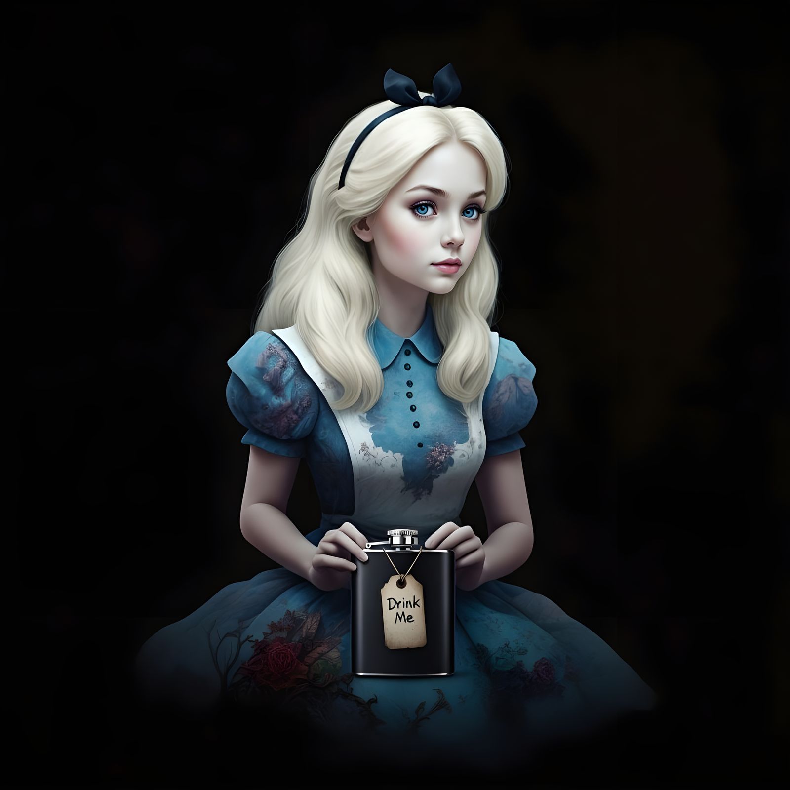 Ethereal Wonderland Portrait with Enchanted Flask