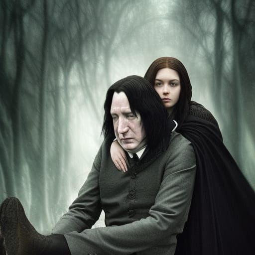 Severus Snape and Lilly Evans: Dramatic Digital Portrait