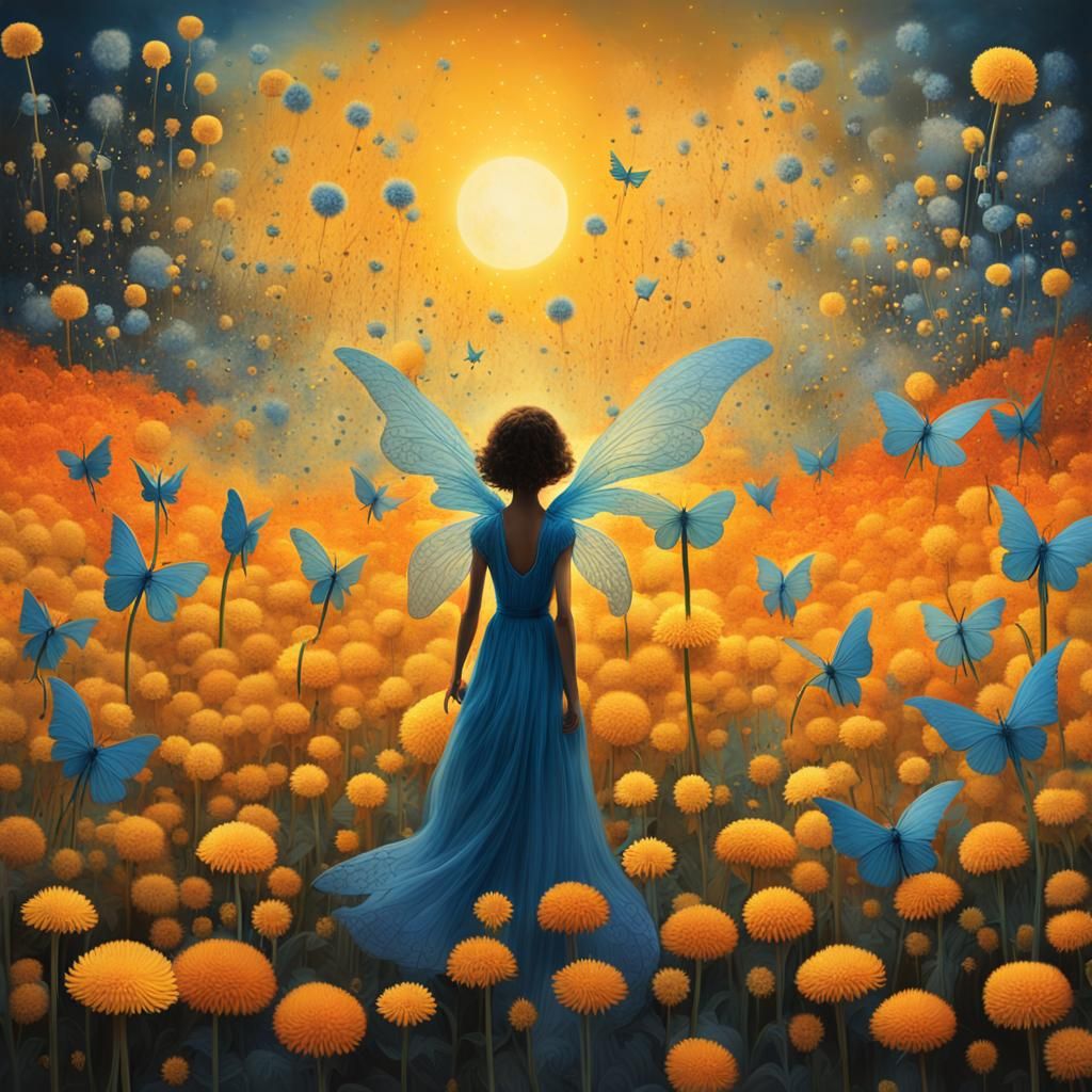 Winged Fairies Dreamscape in Surrealist Style