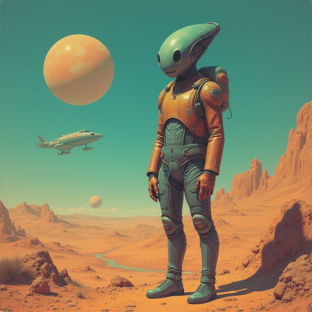 Surreal Alien Explorers Distant Planet Landscape