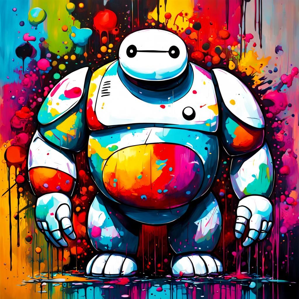 Baymax in Cubist Graffiti Art Style