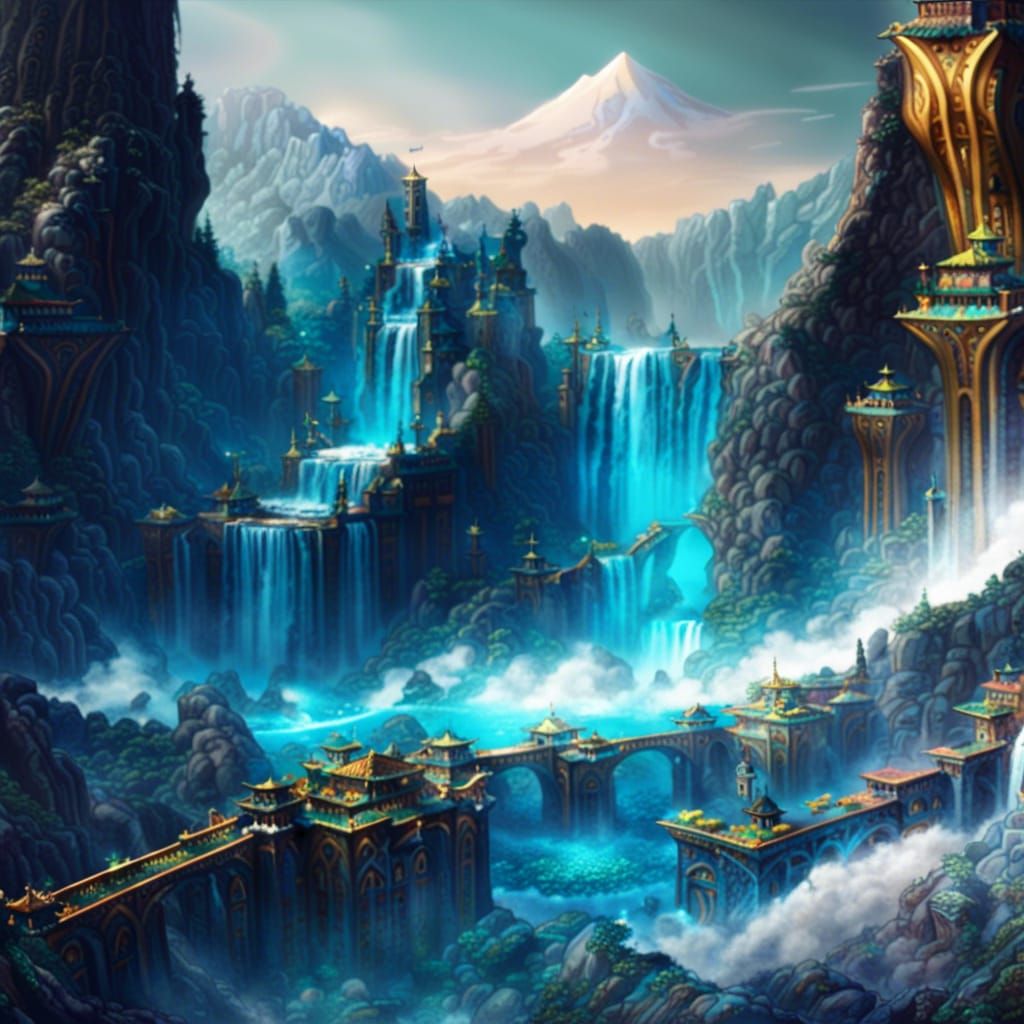 Fantastic City Merging Babylonian and Chinese Styles