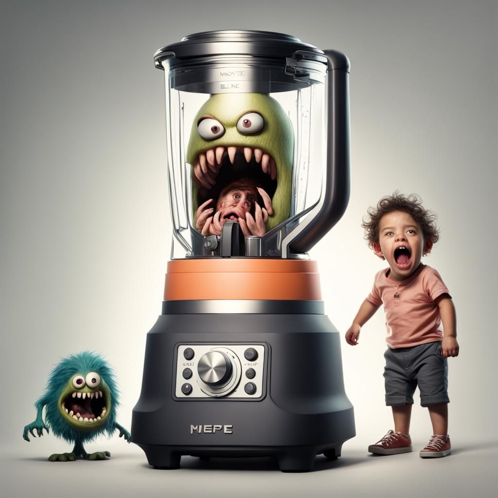 Monster Blender Attacks Family: Digital Matte Painting
