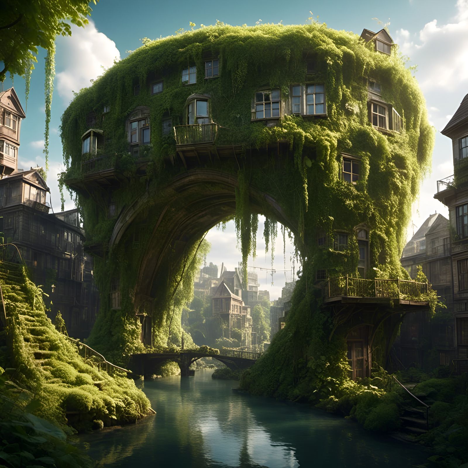 Overgrown City: Vines and Moss Take Over