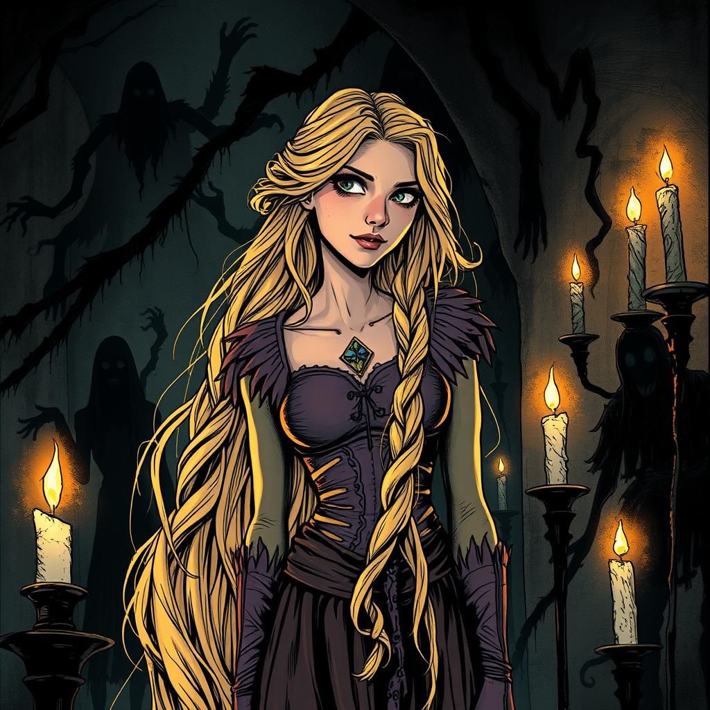 Dark Rapunzel in Macabre Comic Book Art
