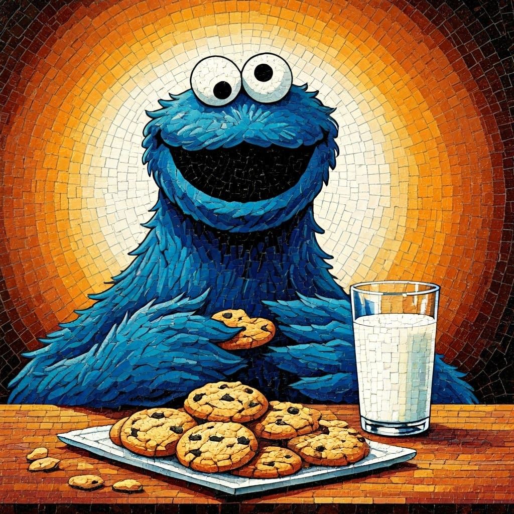 Cookie Monster's Joyful Mosaic Portrait