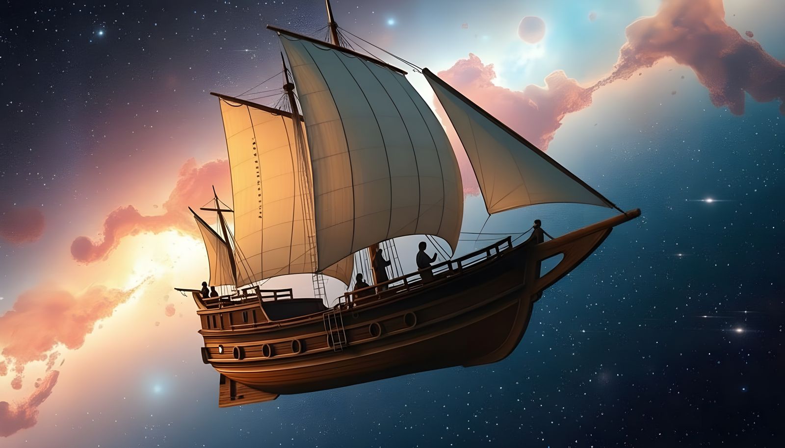 Cosmic Sailing Ship Soaring Through Nebula