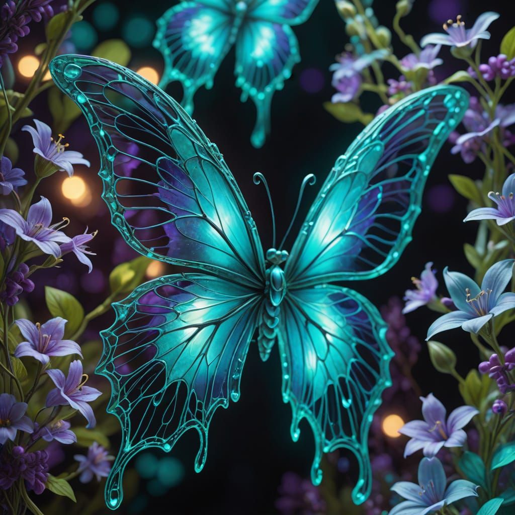 Bioluminescent Fairy Wings in Ethereal Turquoise