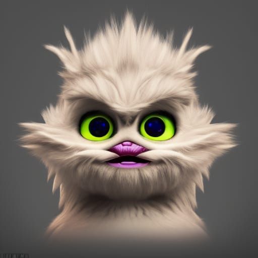 Detailed Dragon Furby Portrait in Splash Art Style